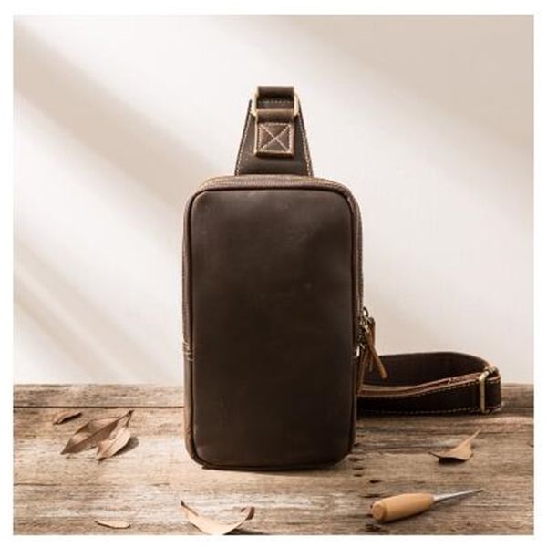 

genuine leather handmade fashion men sling bag cross body messenger bags 4 colors outdoor women waist bag pack