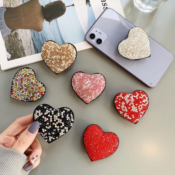 

love heart soket cute phone holder car mount magnetic mobile adsorption stand expanding finger ring bracket stents cell mounts & holders