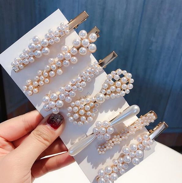 

7pcs/set luxious pearl metal hair clip hairband comb bobby pin barrette hairpin headdress accessories beauty styling tools, Golden;silver