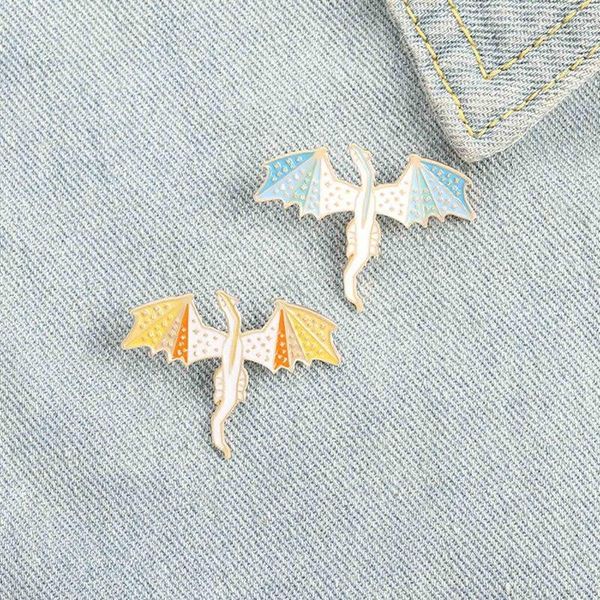 

pins, brooches flying dragon enamel pins custom myth dinosaur bag clothes lapel pin badge animal jewelry gift for kids friends, Gray