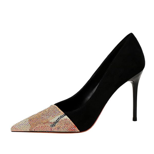 

dress shoes women's pumps mixed color casual comfortable pointed toe fashion high heel 2021 g0402, Black