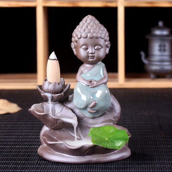 

fragrance lamps ceramic backflow incense burner creative lotus monk aroma sandalwood holder tea pet ceremony home decor