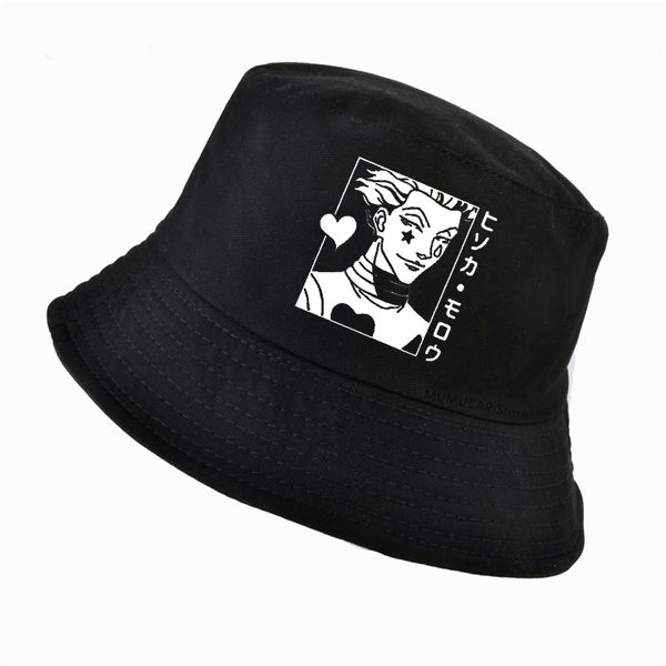 

hunter x hunter morow hxh graphic hipster cartoon print bucket hat men women fashion casual bob panama fisherman hat, Blue;gray