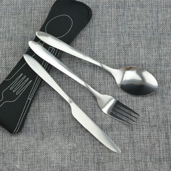 

dinnerware sets beef stainless steel camping travel western portable tableware 3pcs