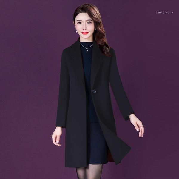 

woolen jacket winter nizi medium-length small coat women's wool & blends, Black