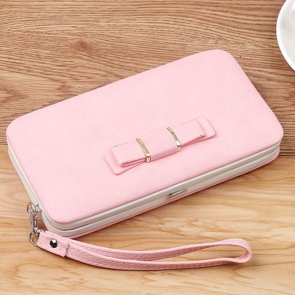 

wallets factory spot low price wholesale korean women's wallet long mobile phone bag bow lunch box female trend, Red;black