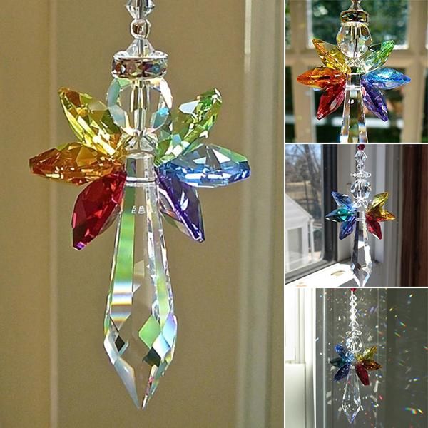

decorative objects & figurines rainbow angel crystal suncatcher colorful pendant hanging decoration for car home ali88
