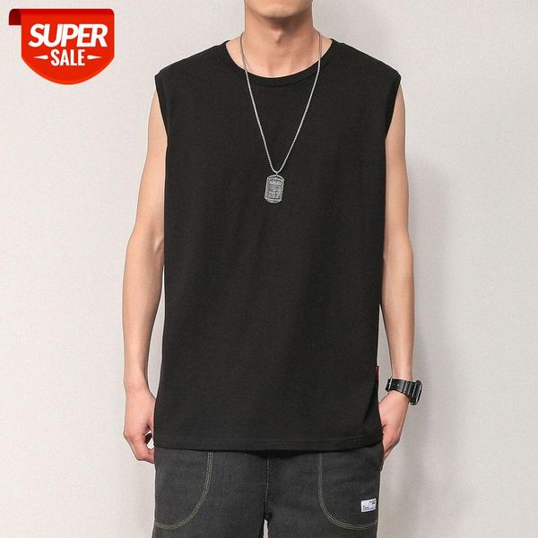 

sleeveless t-shirt men's summer loose tide brand wild casual handsome printing hong kong style ins trend waistcoat vest #zp2c, White;black