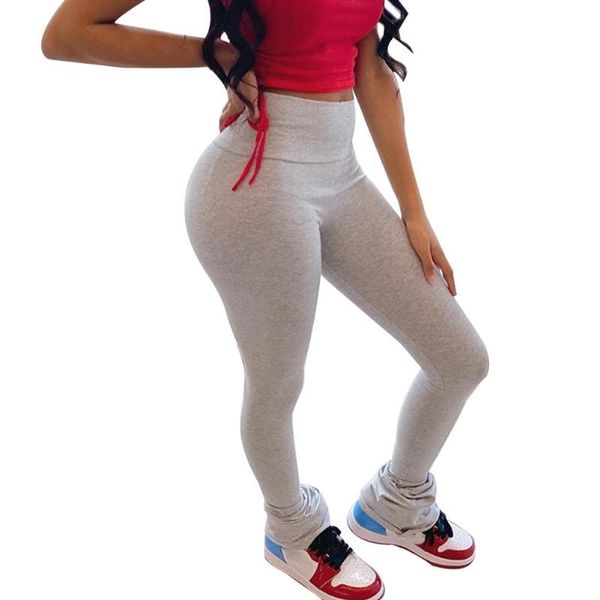 

women's pants & capris women slim-fit high waist stacked bottom leggings skinny sports trousers for womens, Black;white