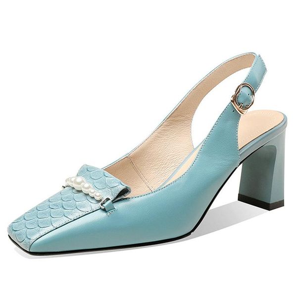 

pearl decoration slingbacks shoes for women fashion genuine leather high heels pumps spring wedding party woman dress, Black