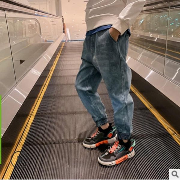 

children's fashion jeans 2021 autumn and spring kids leisure trousers boys pants denim sky blue color size4-14 ly022