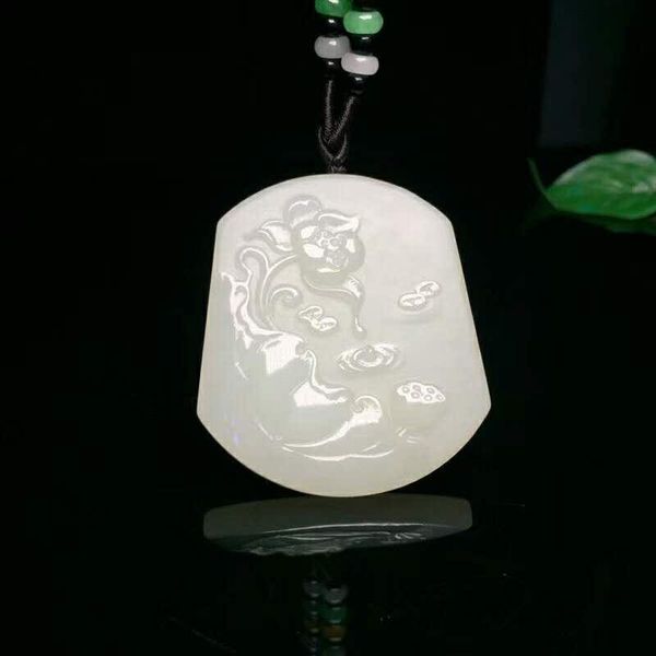 

lockets h17#exquisite hetian jade auspicious lotus pendant, Silver