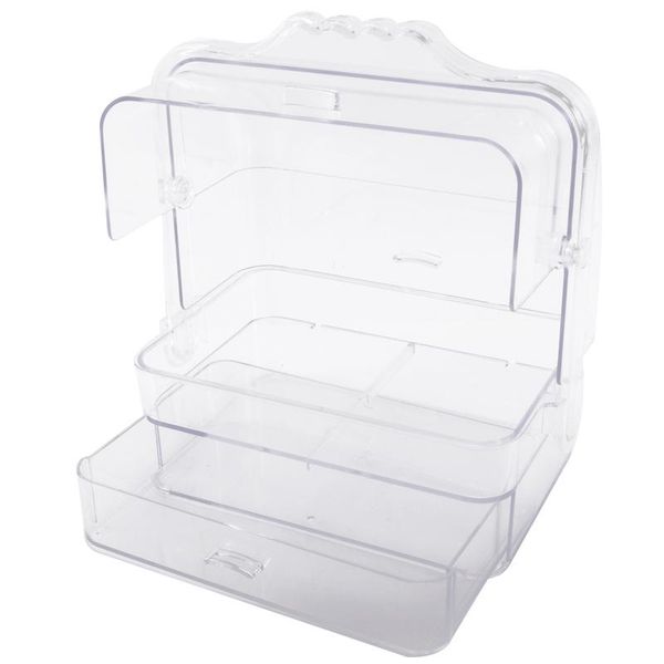 

bathroom storage & organization acrylic makeup organizer clear cosmetic jewelry box double open cover women drawer deskmake up case