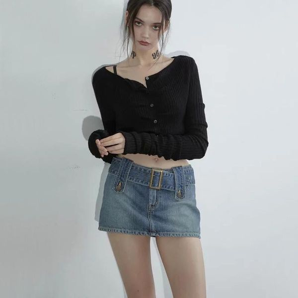 

women's shorts women low waist belted denim skirts skorts, White;black