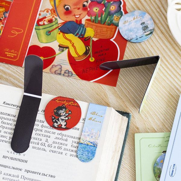 

pcs retro magnetic bookmarks creative page mark clips student gifts vintage stationery bookmark school office supplies