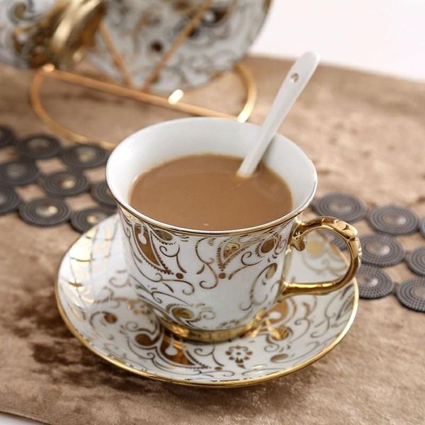 

cups & saucers hand painted high-grade coffee cup saucer set rose gold european espresso phnom penh ceramic xicara afternoon tea ee50bd