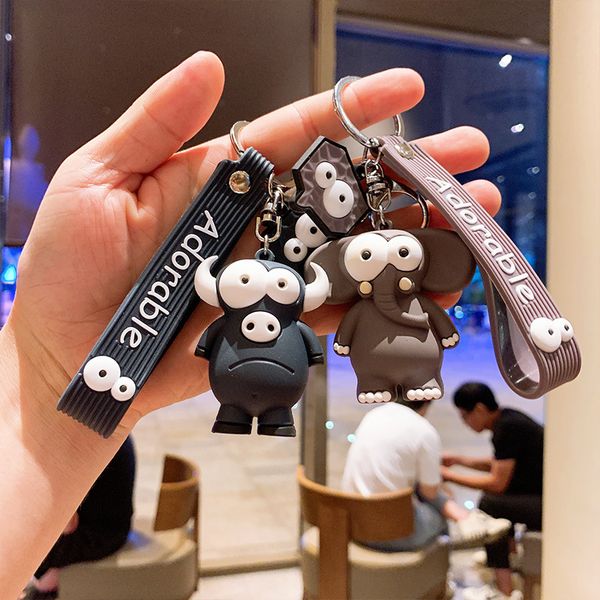 

fine key chain elephant calf cartoon silicone pvc car pendant creative bag hanging gift, Silver