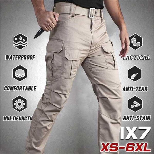 

plus size 5xl cargo pants men multi pocket outdoor tactical sweatpants military army waterproof quick dry elastic hiking trouser 211119, Black