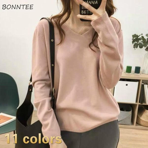 

women's sweaters pullovers women candy color v-neck solid basic casual trendy long sleeve sweater clothing streetwear autumn womens, White;black