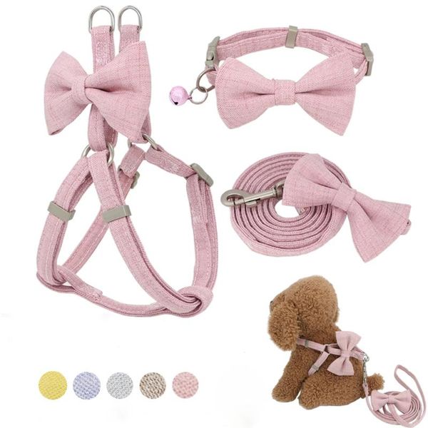 

dog collars & leashes harness leash collar set adjustable soft cute lovely for small medium outdoor walking pet supplies