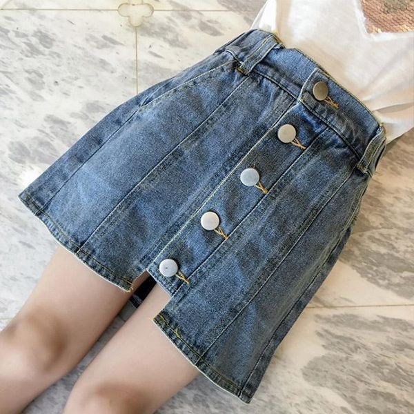 

skirts fashion kids teens jean summer all-match straight mini irregularly denim skirt for cool cute baby girls cloth, Blue