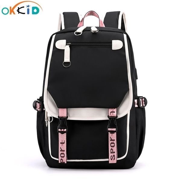 Sacos de escola de crianças Okkid para meninas crianças bolsa de livro bonito bonito mochila presente à prova d 'água grande adolescente 210809