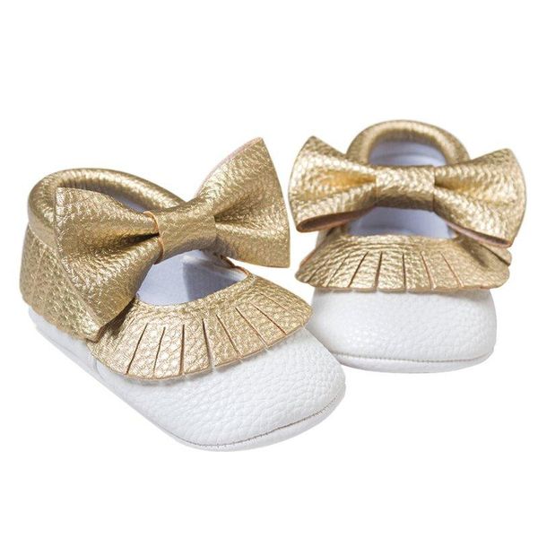 

first walkers baby shoes pu leather kids girls moccasins gold bow walker toddler