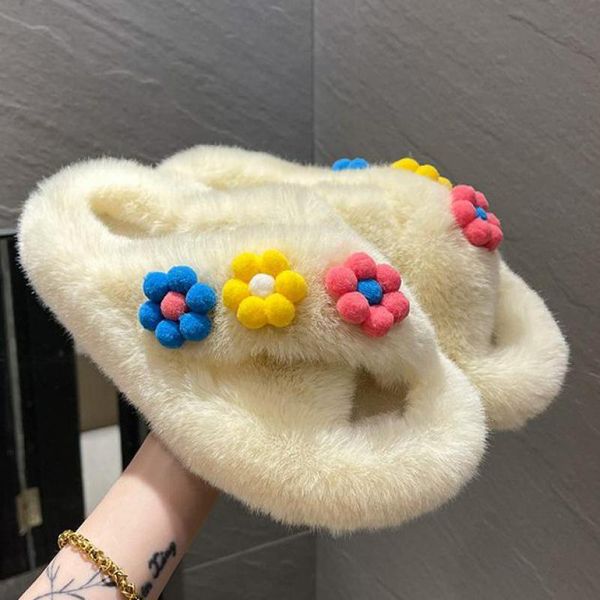 

slippers women fluffy soft comfortable non slip indoor platform furry solid colors femme ytmtloy winter zapatillas mujer casa, Black