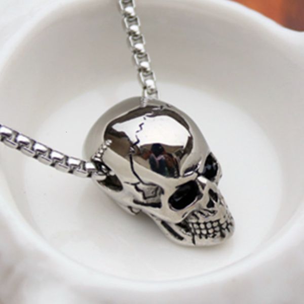 

necklaces pendants hnsp punk gothic necklace skull pendant for men, Silver