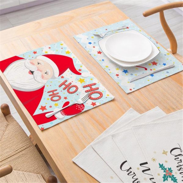 

mats & pads marry christmas decor cartoon individual table mat santa napkin kitchen tool year tableware bowl cup pad drink