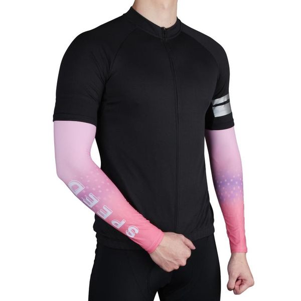 

elbow & knee pads 1pair ice silk arm sleeve men women thin sun uv protection comfortble words hand cover outdoor sports tools, Black;gray