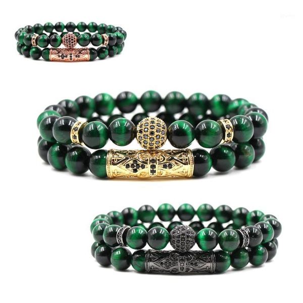 

beaded, strands arrivals natural tiger eye stone bracelet woman and men luxury jewelry micro cubic zirconia gift factory wholesale1, Black