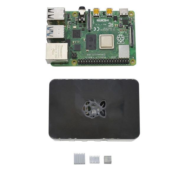 

for raspberry pi 4 model b 4g ram abs case with silver heatsinks support 2.4 / 5.0 ghz wifi bluetooth rpi diy kit lapcooling pads