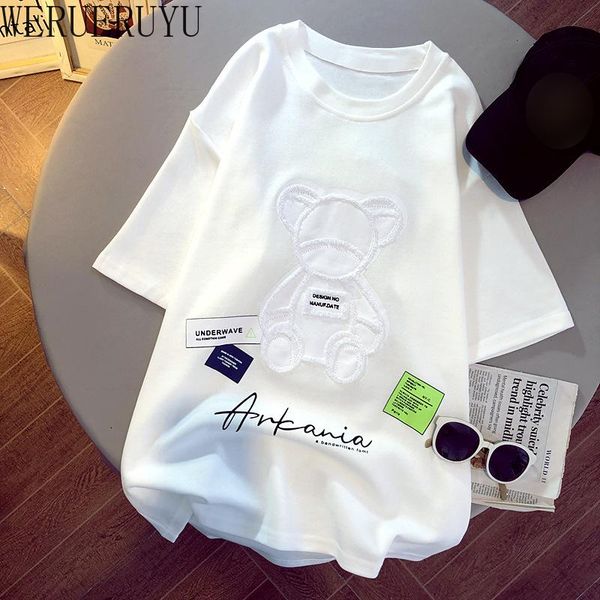 

women's t-shirt cute bear graphic short-sleeve white t shirt women summer aesthetic clothes harajuku korean loose tshirts woman 2021