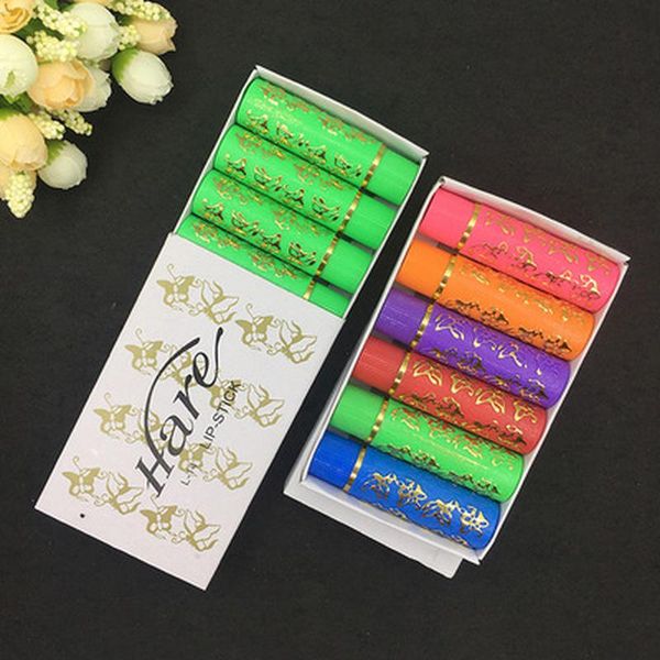 

6pc/lot fashion style color lipstick long lasting lip liner tube butterfly party favor