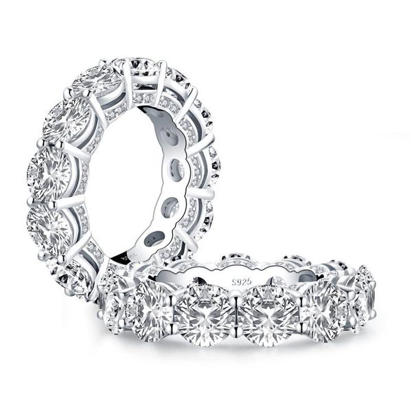 

cluster rings lesf eternity band promise ring 925 sterling silver sona diamond engagement wedding for women finger party jewelry gift, Golden;silver