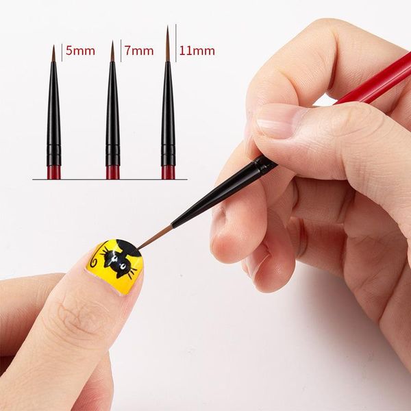 

nail brushes 3pcs art liner painting pen 3d tips diy acrylic uv gel drawing kit flower line grid french design manicure tool, Yellow