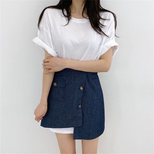 

women's tracksuits hzirip chic white girl skinny summer t-shirt wearing + line at high waist denim miniskirt suits 2 piece sets a9ca, Gray