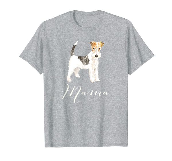 

wire haired fox terrier dog mama tee shirt dog mom t-shirt, White;black