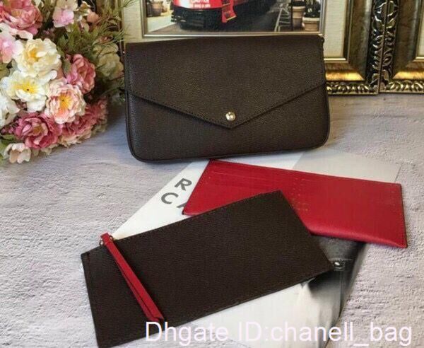 

2020 classic women designer bag print flowers 3 in 1 chain bag genuine leather card wallet crossbody purse shoulder messenger w