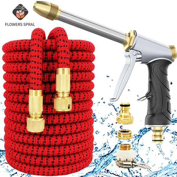 

plastic hose with spray gun for watering expandable magic flexible water 17ft-150ft garden manguitos bicicleta 2021 equipments