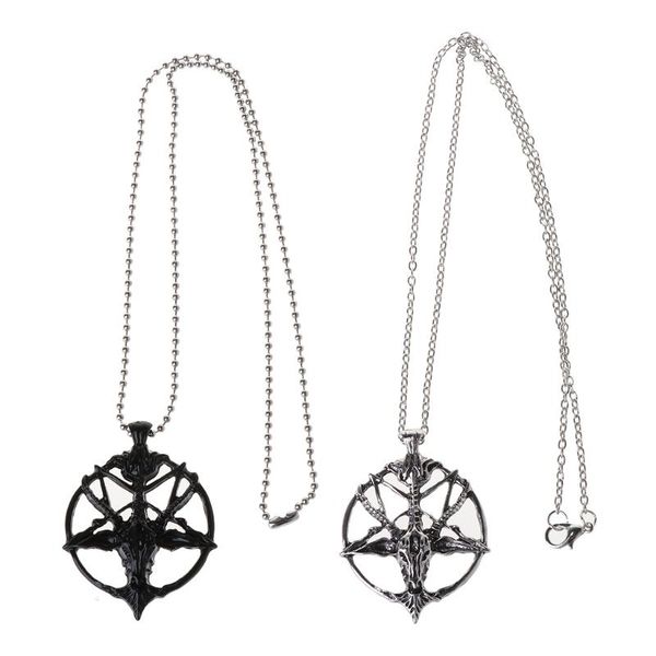 

pentagram sabbatic goat head pendant necklaces baphomet laveyan lavey satainism, Silver