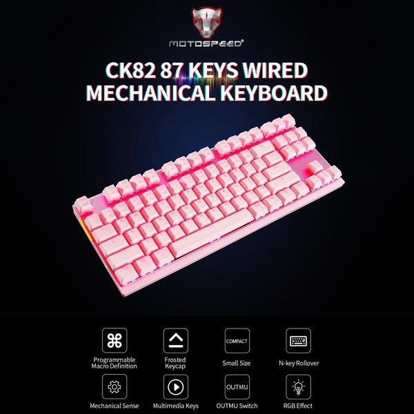 

82 mechanical keyboard 87 keys rgb gaming with outmu blue switch multimedia n-key rollover keyboards