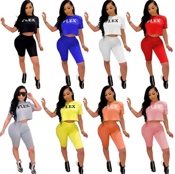 3x 4xl 5xl Mulheres de Verão Plus Size Tracksuits Tamanhos Maiores Roupas Roupas Flex Manga Curta T-shirts + Calções Calças Dois Peça Set Ocasional Sportswear Sweatsuits 4852