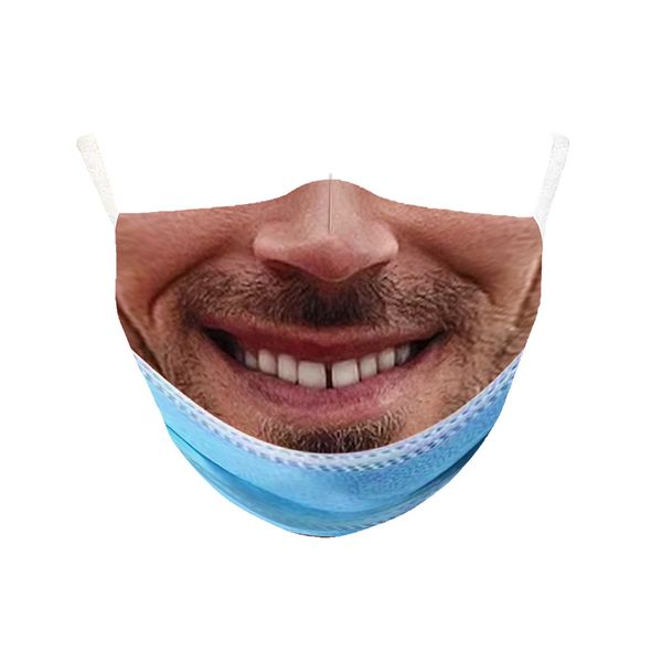 

halloween print imitation 3d real human mask stereoscopic breathable dustproof and washable