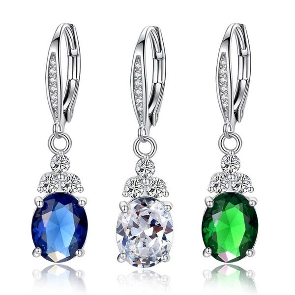 

vintage drop earrings with oval cutting cubic zirconia brilliant cocktail party for women wholesale lots bulk dangle & chandelier, Silver