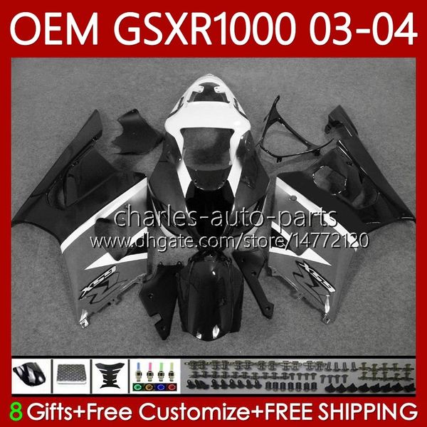 100 % passende OEM-Karosserie für Suzuki GSX-R1000 1000CC K3 03–04, grau, schwarz, Verkleidung 67Nr