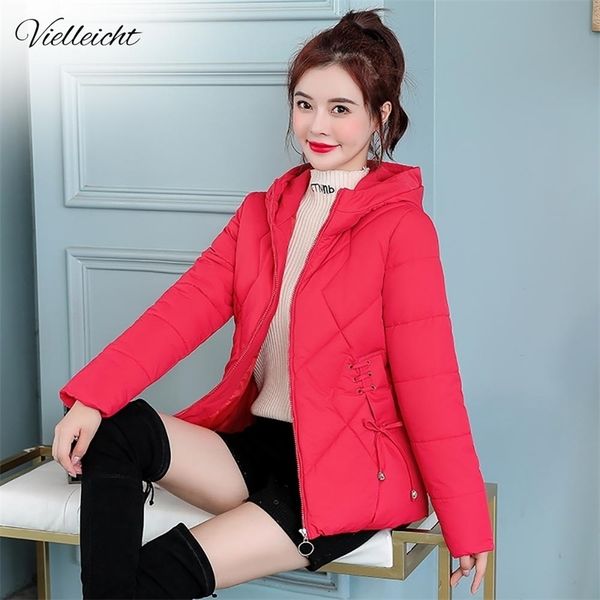 

vielleicht women's winter jacket parkas short fashion coat down outwear hooded basic women 211008, Black