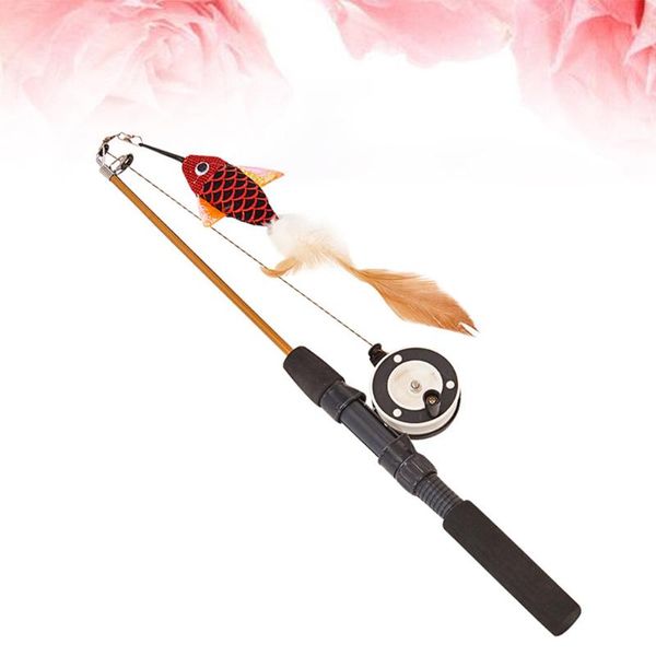 

cat toys funny stick fishing rod teaser fish shape pet