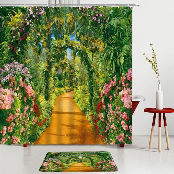 

shower curtains flowers wall scenery set bath mats green plants tengman kitchen bathroom rugs room decoration screens